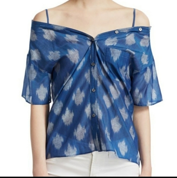 🌸NEW Theory | Off Shoulder‎ Printed Button - Picture 1 of 8